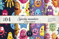 Cute baby monster Digital Paper | Spooky Bacteria Pattern Product Image 1
