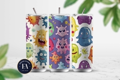 Cute baby monster Digital Paper | Spooky Bacteria Pattern Product Image 2