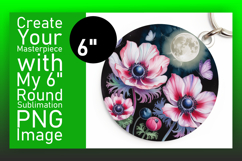 Stylish Round Design Keychain Artwork , Flowers Product Image 1