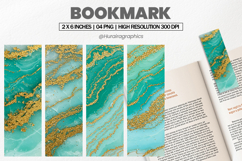 Turquoise Gold Bookmark PNG, Bookmark Sublimation Product Image 1
