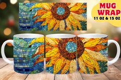 Artistic Mosaic Stained Glass Sublimation 11oz 15oz Mug Wrap Product Image 1