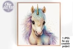 Cute Little Unicorn Picture Wall Art JPEG Image Watercolor Product Image 2
