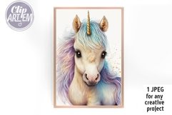 Cute Little Unicorn Picture Wall Art JPEG Image Watercolor Product Image 3