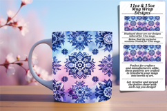 Elegant 15oz Mug Wrap Png Template , Watercolor Patter Product Image 1