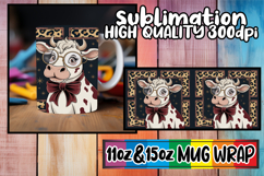 Happy journeys sublimation mug wrap, Cute Cow Product Image 1