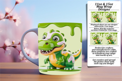 Lovely 15oz Mug Wrap Png Design , Cute Dino Product Image 1