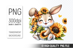 Cute Bunny, Animal Sublimation Clipart PNG Product Image 1