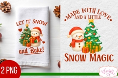 Christmas kitchen towel PNG, Cute winter snowman design Product Image 2