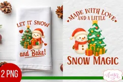 Christmas kitchen towel PNG, Cute winter snowman design Product Image 2
