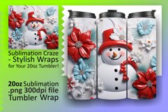 Enchanting Christmas Charm: 3D Snowman Tumbler Wrap Product Image 1