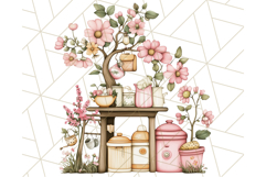 Cottagecore Kitchen Clipart, Vintage Country Floral Kitchen Product Image 5