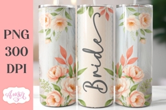 Bride Tumbler Wrap sublimation PNG, Floral Wedding tumbler Product Image 2