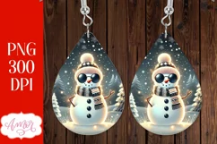 Christmas teardrop earring PNG, Cute Snowman earring PNG Product Image 3