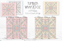 Cute pastel floral tiles straight tumbler 20oz wrap designs Product Image 1