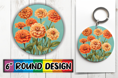 Whimsical Round Design Keychain PNG , Beauty Flower Product Image 1