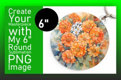 Circle Sublimation Round Keychain Design Bright Flowers Product Image 1