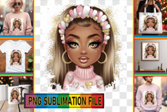 Sweet TOTE BAG Gift Ideas PNG, Afro Girl Product Image 1