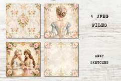 4 Marie Antoinette Rococo Scrapbook Papers Junk Journal Product Image 2
