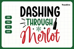 Christmas Wine Glass Quote SVG | Dashing Through Merlot Product Image 4