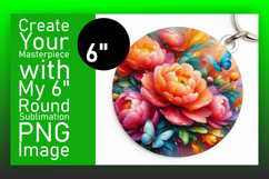 Charming Keychain Round Design Template , Flowers Product Image 1