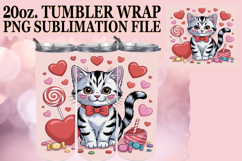 Dreamy vibes 20oz tumbler wrap, Valentines Cat Product Image 1