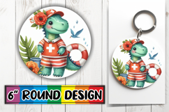 Blissful Round Keychains Sublimation, Dino Product Image 1