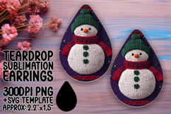Whimsical Teardrop Earrings Design PNG , Snowman Product Image 1