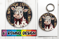 Whimsical Car Coaster Round, Cute Cow Product Image 1