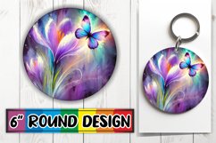 Bright Round Keychain Sublimation, Butterfly Product Image 1