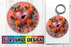 Blissful Car Coaster Round PNG, 3D Heart Product Image 1