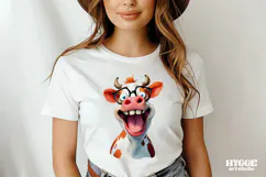 Funny Farm Animals Watercolor PNG | Cow Pig Rooster Horse Product Image 2