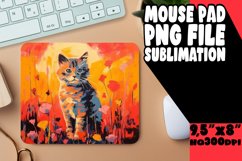 Sweet Cat Mouse Pad with Floral Design PNG Product Image 1