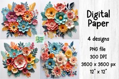 Floral Digital Paper | PNG Background | Wall | Mug | Tumbler Product Image 1