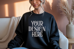 Black Gildan 18000 Sweatshirt Mockup,G18000 Crewneck Sweatsh Product Image 1