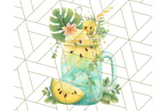 Sky Blue and Sunshine Yellow Summer Clipart PNG, Tropical Product Image 5