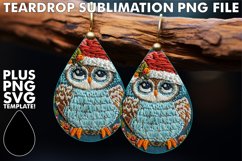 Owl Christmas Circle Embroidered Teardrop Earrings Design Product Image 1