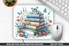 Book Flower Mouse Pad Sublimation, Animals Mouse Pad PNG Product Image 1