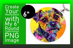 Vibrant Dog Pattern Round Design Keychain Product Image 1