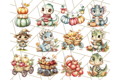 Fall Dinosaur PNG Clipart with Autumn Elements, Cute Dino Product Image 9
