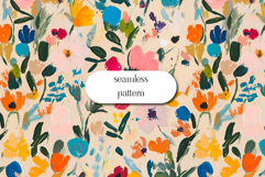 Vibrant Watercolor Floral Seamless Pattern on Beige Product Image 1