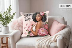 Afro Girl /Woman braided hair Pillow Design, Black Queen PNG Product Image 1