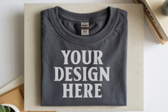 Charcoal Gildan 5000 Flat Lay Tshirt Mockup, G5000 mockup Product Image 1