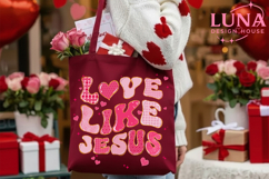 Love Like Jesus png, Valentine Christian png, Pink Jesus png Product Image 2