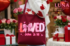 Christian Valentines Png, Brushtroke Loved John 3:16 Png Product Image 1
