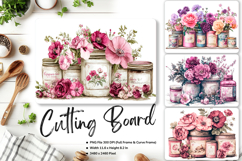 Mason Jars Flower Cutting Board Kitchen Chopping Board_105 Product Image 1
