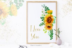 Watercolor Bouquet of Sunflowers Summer.Watercolor Clipart. Product Image 2