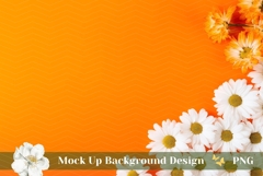 Chamomile Flowers Background Mockup, Orange Background PNG Product Image 1