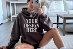 Dark Chocolate Gildan 18500 Hoodie Mockup, G18000 Hoodie Mod Product Image 1