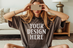 Dark Chocolate Gildan 18500 Hoodie Sweatshirt Mockup, 185 mo Product Image 1