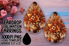 Stylish Teardrop Earrings PNG Template , Autumn Flower Product Image 1
